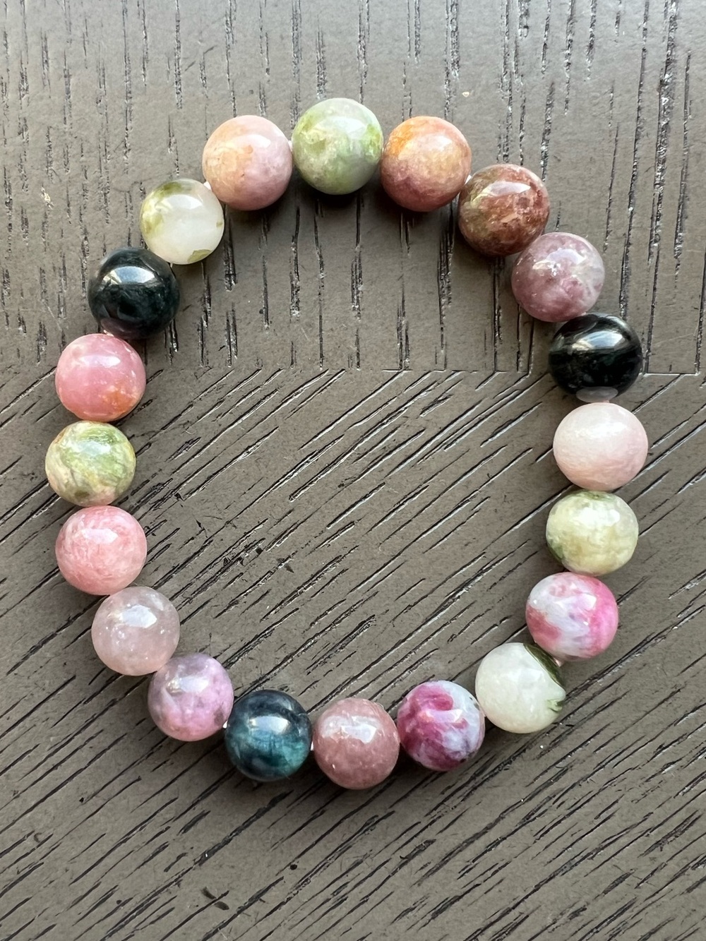 Watermelon tourmaline bracelet 9mm SIZE 6.5’
